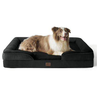 Picture of Bedsure Orthopedic Dog Bed for Large Dogs - Big Washable Dog Sofa Beds Large, Supportive Foam Pet Couch Bed with Removable Washable Cover, Waterproof Lining and Nonskid Bottom, Black