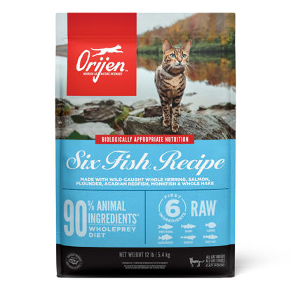 Picture of ORIJEN Six Fish Dry Cat Food, Grain Free Cat Food for All Life Stages, With WholePrey Ingredients, 12lb