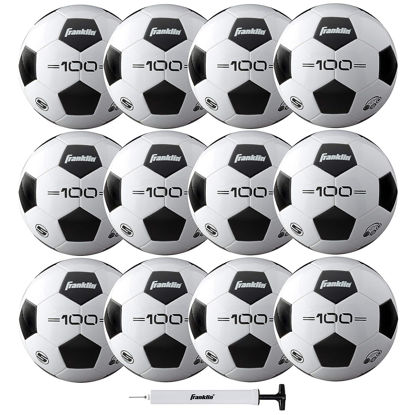 Picture of Franklin Sports- Size 5 F-100 - Adult - 12 Pack Bulk Soccer Balls with Pump