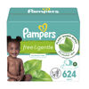 Picture of Pampers Free & Gentle Baby Wipes, 99% Water, Hypoallergenic, Unscented, 100% Plant Based, Plastic-Free Baby Wipes, 624 Baby Wipes Total (8 Flip-Top Packs)