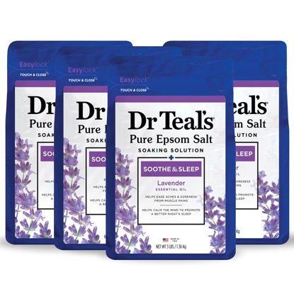 Picture of Dr Teal's Pure Epsom Salt, Soothe & Sleep with Lavender, 3 lb (Pack of 4) (Packaging May Vary)