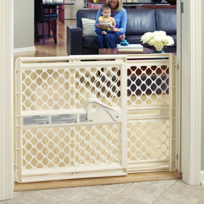 Picture of Toddleroo by North States Supergate Ergo Child Gate, Baby Gate for Stairs and Doorways. Includes Wall Cups. Pressure or Hardware Mount. Made in USA. (26" Tall, Ivory)