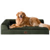 Picture of EHEYCIGA XL Memory Foam Dog Bed, Orthopedic Dog Beds for Extra Large Dogs, Waterproof Egg Crate Dog Couch Bed with Washable Removable Cover and Non-Slip Bottom, L Shaped Dog Bed, Dark Green