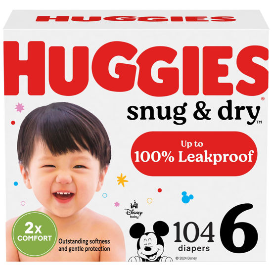 Picture of Huggies Size 6 Diapers, Snug & Dry Baby Diapers, Size 6 (35+ lbs), 104 Count