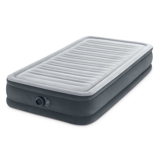 Picture of Intex 67765ED Dura-Beam Deluxe Comfort-Plush Mid-Rise Air Mattress: Fiber-Tech - Twin Size - Built-in Electric Pump - 13in Bed Height - 300lb Weight Capacity