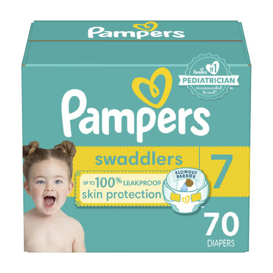 Picture of Pampers Swaddlers Diapers - Size 7, 70 Count, Ultra Soft Disposable Baby Diapers