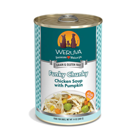 Picture of Weruva Classic Dog Food, Funky Chunky Chicken Soup with Chicken Breast & Pumpkin in Gravy, 14oz Can (Pack of 12)