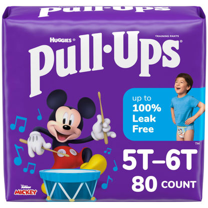 Picture of Pull-Ups Boys' Potty Training Pants, 5T-6T (46+ lbs), 80 Count (2 Packs of 40)