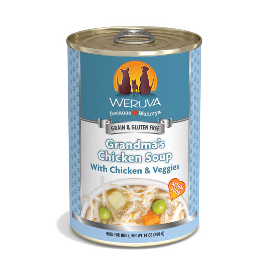 Picture of Weruva Classic Dog Food, Grandma's Chicken Soup with Chicken Breast & Veggies, 14oz Can (Pack of 12), Teal (878408004568)