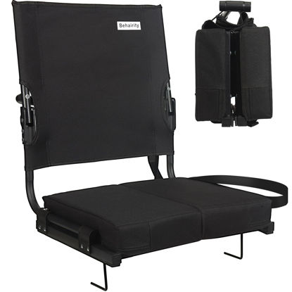 Picture of Stadium Seats for Bleachers with Back Support Wide, Portable Bleacher Chairs with Highest Back and Thick Cushion, Folding Padded Stadium Chair for Adults at Sports Events and Concerts. (Black)