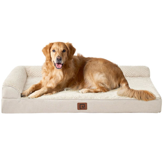 Picture of EHEYCIGA Memory Foam Orthopedic XL Dog Bed, Washable Dog Bed with Waterproof Lining Removable Cover, Extra Large Dog Bed Sofa with Nonskid Bottom XLarge Pet Couch Bed, 44x32 Inches, Beige