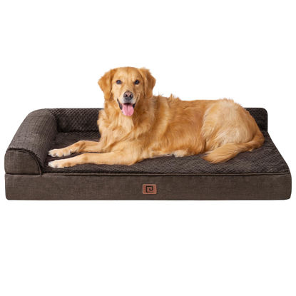 Picture of EHEYCIGA Memory Foam Orthopedic XL Dog Bed, Washable Dog Bed with Waterproof Lining Removable Cover, Extra Large Dog Bed Sofa with Nonskid Bottom XLarge Pet Couch Bed, 44x32 Inches, Brown