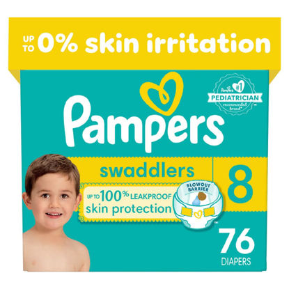 Picture of Pampers Swaddlers Diapers - Size 8, One Month Supply (76 Count), Ultra Soft Disposable Baby Diapers