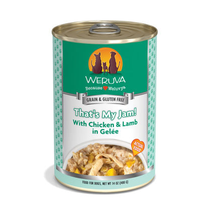 Picture of Weruva Classic Dog Food, That's My Jam! with Chicken & Lamb in Gelée, 14oz Can (Pack of 12), Green