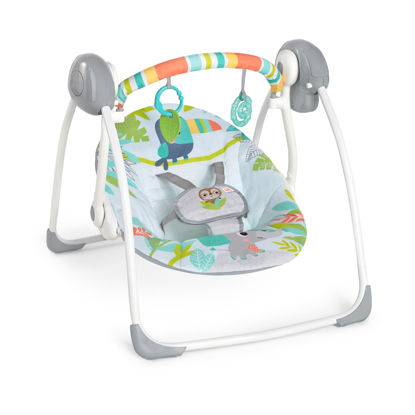 Picture of Bright Starts Portable Automatic 6-Speed Baby Swing with Removable -Toy Bar, 0-9 Months 6-20 lbs (Rainforest Vibes)