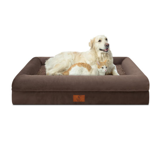 Picture of Yiruka XL Dog Bed, Orthopedic Dog Bed, Washable Dog Bed with [Removable Bolster], Waterproof Dog Bed with Nonskid Bottom, Pet Bed, Brown Dog Beds for Extra Large Dogs