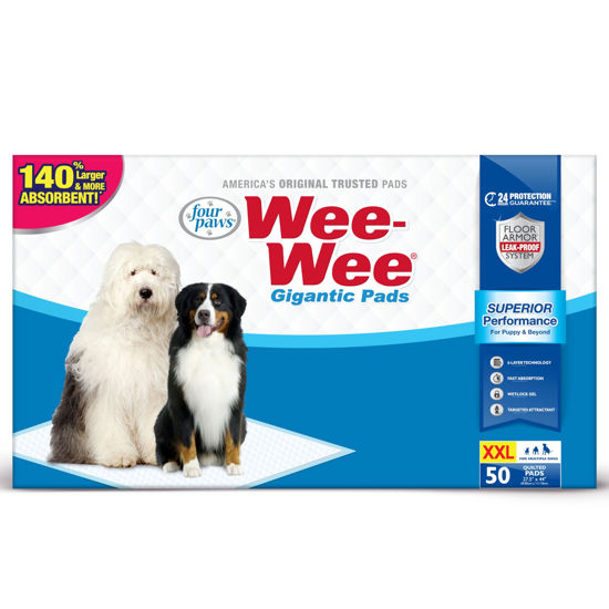 Picture of Four Paws Wee-Wee Superior Performance Gigantic Pee Pads for Dogs - Puppy & Dog Pads for Potty Training - Dog Supplies - 27.5" x 44" (50 Count)