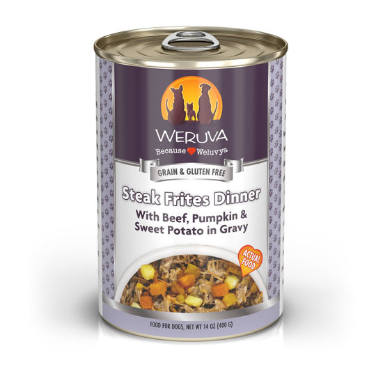 Picture of Weruva Classic Dog Food, Steak Frites with Beef, Pumpkin & Sweet Potato in Gravy, 14oz Can (Pack of 12)