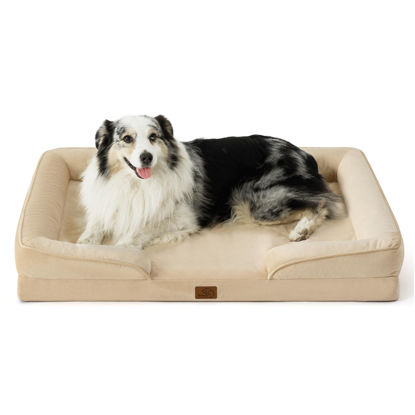 Picture of Bedsure Orthopedic Dog Bed for Extra Large Dogs - XL Washable Dog Sofa Beds Large, Supportive Foam Pet Couch Bed with Removable Washable Cover, Waterproof Lining and Nonskid Bottom, Light Khaki