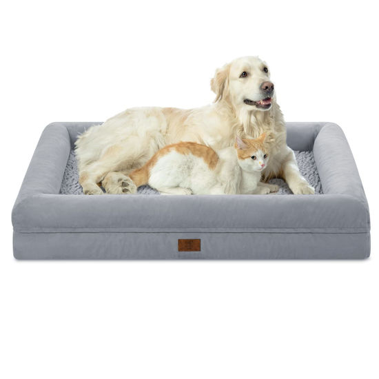 Picture of Yiruka XL Dog Bed, Orthopedic Gel Cooling Memory Foam Dog Bed, Washable Dog Bed with Removable Cover, Waterproof Non-Slip Bottom Big Dog Couch Bed