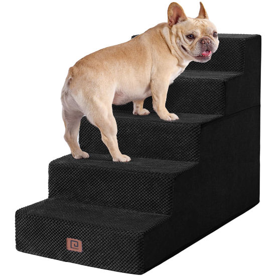 Picture of EHEYCIGA Dog Stairs for High Bed 22.5”H, 5-Step Dog Steps for Bed, Pet Steps for Small Dogs and Cats, Non-Slip Balanced Dog Indoor Ramp, Black