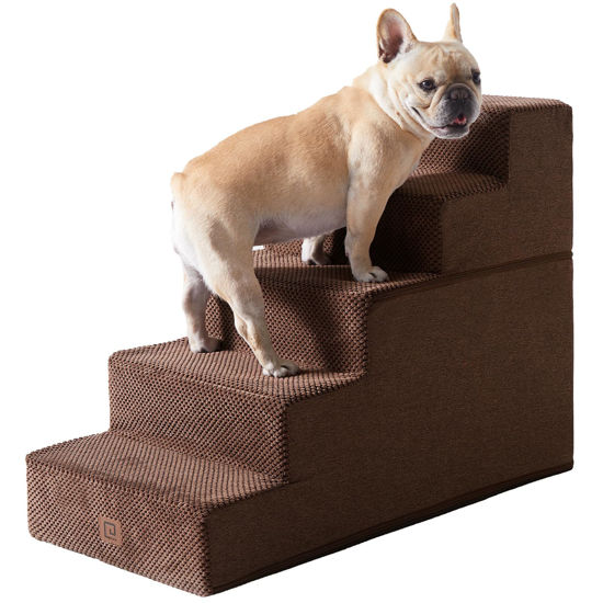 Picture of EHEYCIGA Dog Stairs for High Bed 22.5”H, 5-Step Dog Steps for Bed, Pet Steps for Small Dogs and Cats, Non-Slip Balanced Dog Indoor Ramp, Brown