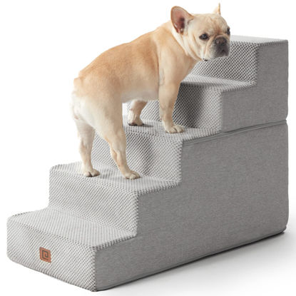 Picture of EHEYCIGA Dog Stairs for High Bed 22.5”H, 5-Step Dog Steps for Bed, Pet Steps for Small Dogs and Cats, Non-Slip Balanced Dog Indoor Ramp, Light Grey