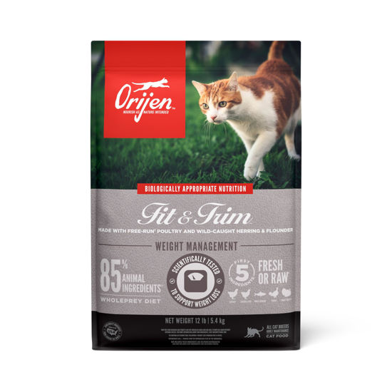 Picture of ORIJEN Fit and Trim Dry Cat Food, Grain Free Cat Food for Adult Cats, With WholePrey Ingredients, 12lb