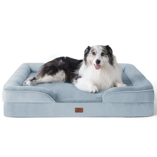 Picture of Bedsure Orthopedic Dog Bed for Extra Large Dogs - XL Washable Dog Sofa Beds Large, Supportive Foam Pet Couch Bed with Removable Washable Cover, Waterproof Lining and Nonskid Bottom, Light Blue, 42"