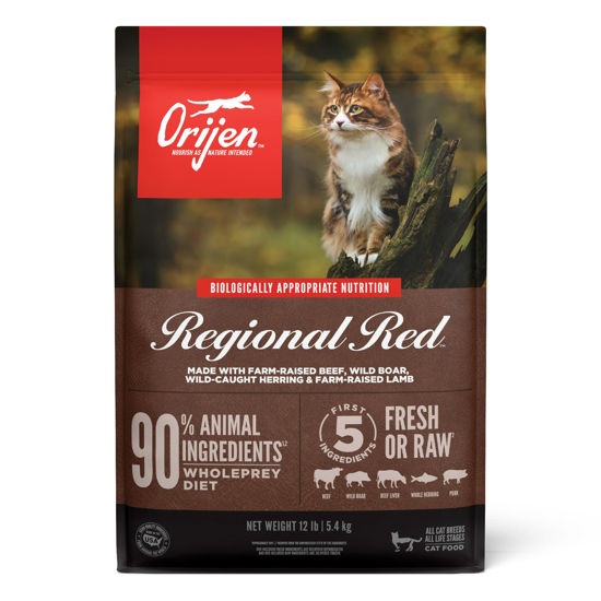 Picture of ORIJEN® Dry Cat Food, Grain Free, Premium, High Protein, Fresh & Raw Animal Ingredients, Regional Red, 12lb