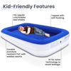 Picture of King Koil Toddler Inflatable Childrens Airbed, Travel Bed with Built-in Safety Bumper, Portable Air Mattress for Kids, Includes High Speed Pump - Blue, 1-Year Manufacturer Warranty