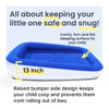 Picture of King Koil Toddler Inflatable Childrens Airbed, Travel Bed with Built-in Safety Bumper, Portable Air Mattress for Kids, Includes High Speed Pump - Blue, 1-Year Manufacturer Warranty