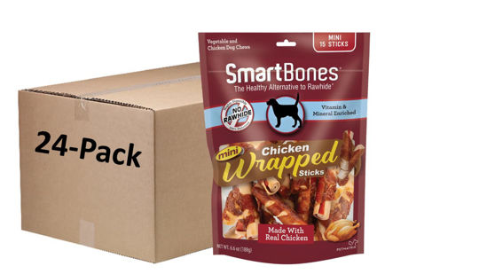 Picture of SmartBones Chicken-Wrapped Sticks, Treat Your Dog to a Rawhide-Free Chew Made with Real Chicken and Vegetables 6.6 Ounce (pack of 24)