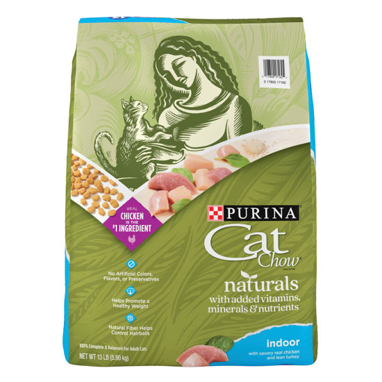 Picture of Purina Cat Chow Hairball, Healthy Weight, Indoor, Natural Dry Cat Food, Naturals Indoor - 13 lb. Bag