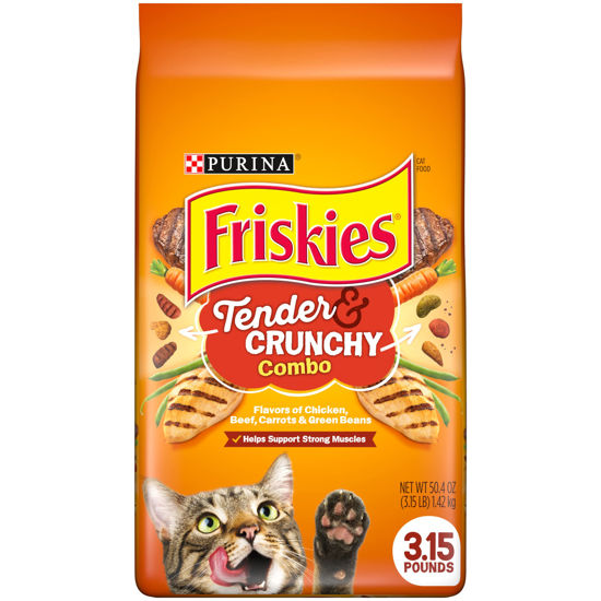 Picture of Purina Friskies Dry Cat Food, Tender & Crunchy Combo - (Pack of 4) 3.15 lb. Bags