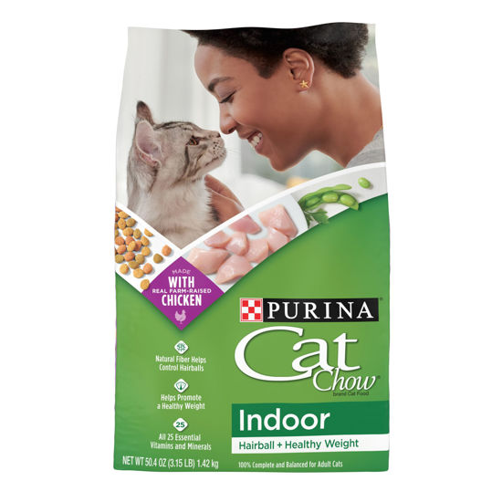 Picture of Purina Cat Chow Indoor Dry Cat Food, Hairball + Healthy Weight - (Pack of 4) 3.15 lb. Bags