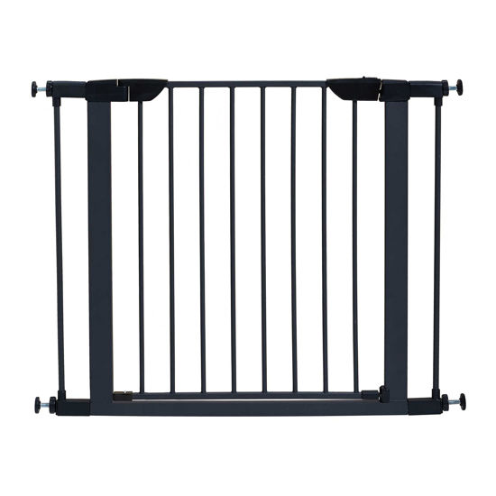 Picture of MidWest Homes for Pets 29 Inches Tall Walk-Though Graphite Steel Pet Gate, Pressure Mounted Dog Gate Measures 29H x 29.5-38W Inches & Includes two 3-Inch-Wide Extensions, Graphite