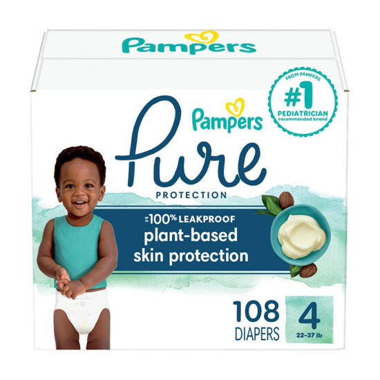 Picture of Pampers Pure Protection Diapers - Size 4, 108 Count, Hypoallergenic Premium Disposable Baby Diapers