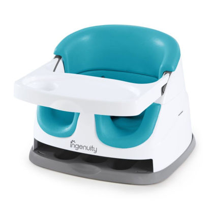 Picture of Ingenuity Baby Base 2-in-1 Booster Feeding and Floor Seat with Self-Storing Tray - Peacock Blue