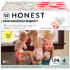 Picture of The Honest Company Clean Conscious Diapers | Plant-Based, Sustainable | Just Peachy + Flower Power | Super Club Box, Size 4 (22-37 lbs), 104 Count