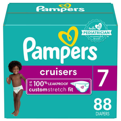 Picture of Pampers Cruisers Diapers - Size 7, One Month Supply (88 Count), Disposable Active Baby Diapers with Custom Stretch