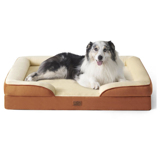 Picture of Bedsure Orthopedic Dog Bed for Extra Large Dogs - XL Washable Dog Sofa Beds Large, Supportive Foam Pet Couch Bed with Removable Washable Cover, Waterproof Lining and Nonskid Bottom, Caramel, 42"