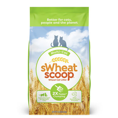 Picture of sWheat Scoop Natural Wheat Multi-Cat Litter, Superior Clumping with Odor Neutralizing Enzymes, 14 Pound Bag