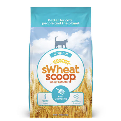 Picture of sWheat Scoop Natural Wheat Cat Litter, Original, Fast Clumping with Odor Neutralizing Enzymes, 14 Pound Bag