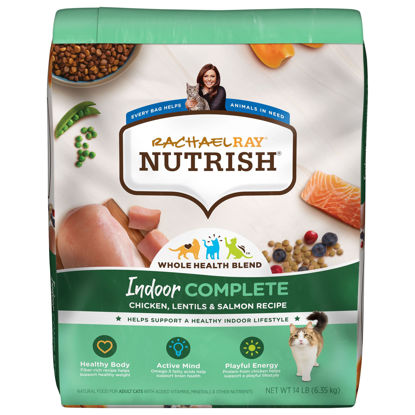 Picture of Rachael Ray Nutrish Indoor Complete Premium Natural Dry Cat Food with Added Vitamins, Minerals & Other Nutrients, Chicken with Lentils & Salmon Recipe, 14 Pounds (Packaging May Vary)