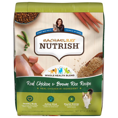 Picture of Rachael Ray Nutrish Premium Natural Dry Cat Food with Added Vitamins, Minerals & Other Nutrients, Real Chicken & Brown Rice Recipe, 14 Pound Bag