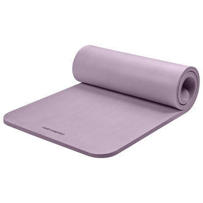 Picture of Retrospec Solana Yoga Mat 1" Thick with Nylon Strap for Men & Women - Non Slip Exercise Mat for Home Yoga, Pilates, Stretching, Floor & Fitness Workouts, Violet Haze