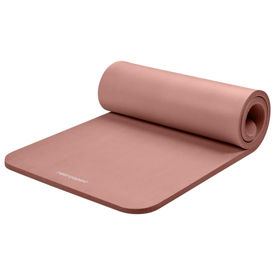 Picture of Retrospec Solana Yoga Mat 1" Thick w/Nylon Strap for Men & Women - Non Slip Exercise Mat for Home Yoga, Pilates, Stretching, Floor & Fitness Workouts - Rose