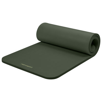 Picture of Retrospec Solana Yoga Mat 1" Thick w/Nylon Strap for Men & Women - Non Slip Exercise Mat for Home Yoga, Pilates, Stretching, Floor & Fitness Workouts - Wild Spruce