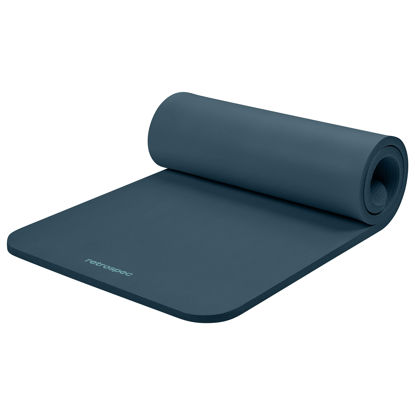 Picture of Retrospec Solana Yoga Mat 1" Thick w/Nylon Strap for Men & Women - Non Slip Exercise Mat for Home Yoga, Pilates, Stretching, Floor & Fitness Workouts - Ocean Blue